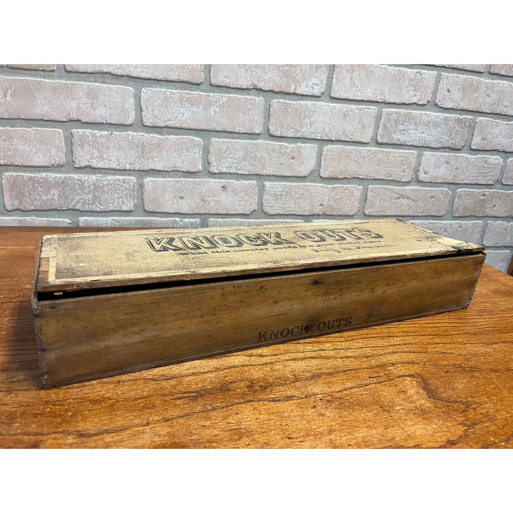 Vintage Knockouts 5-Cent Nickel Cigar Wooden Box 1920s Milwaukee Wis Kerns