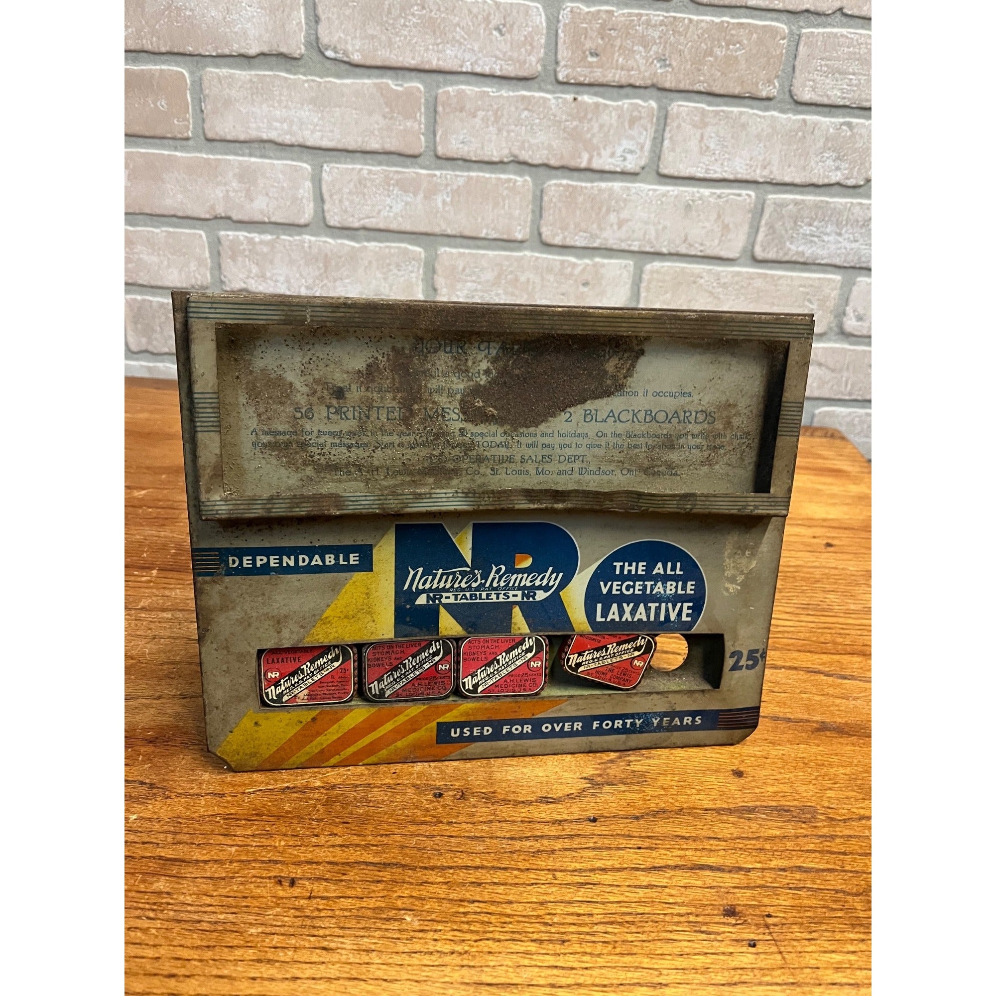 Vintage 1930s Nature's Remedy Laxative Drug Store Countertop Display Sign + Tins