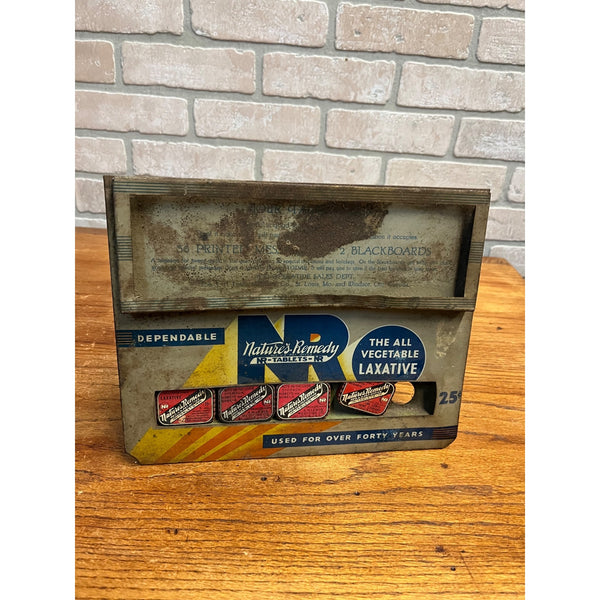 Vintage 1930s Nature's Remedy Laxative Drug Store Countertop Display Sign + Tins