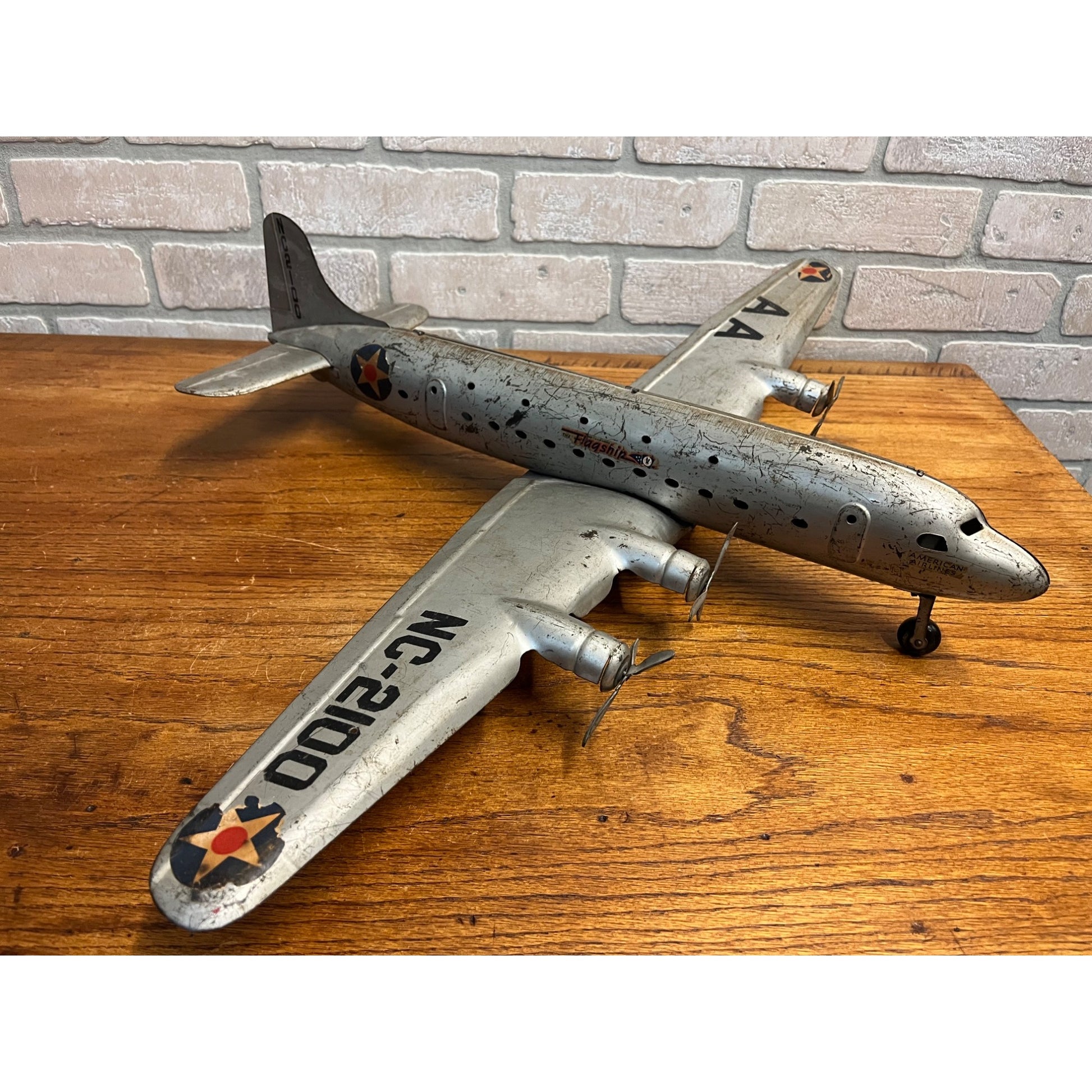 Marx Pressed Steel AA American Airlines NC-2100 Flagship Airplane Toy