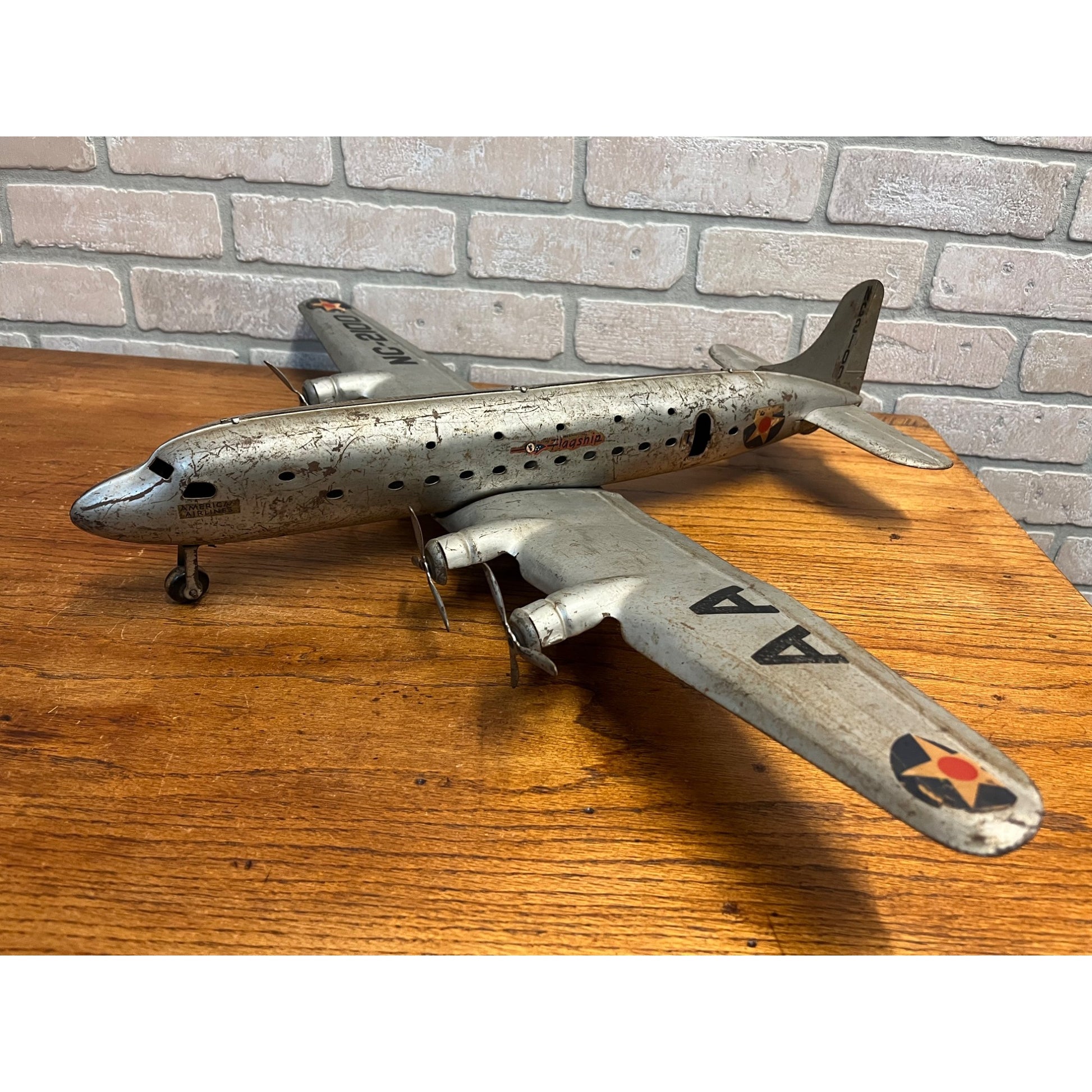 Marx Pressed Steel AA American Airlines NC-2100 Flagship Airplane Toy