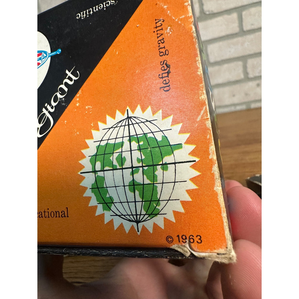 Vintage Stevens Giant Gyroscope Spinning Top Toy Red Silver 1963 + Box