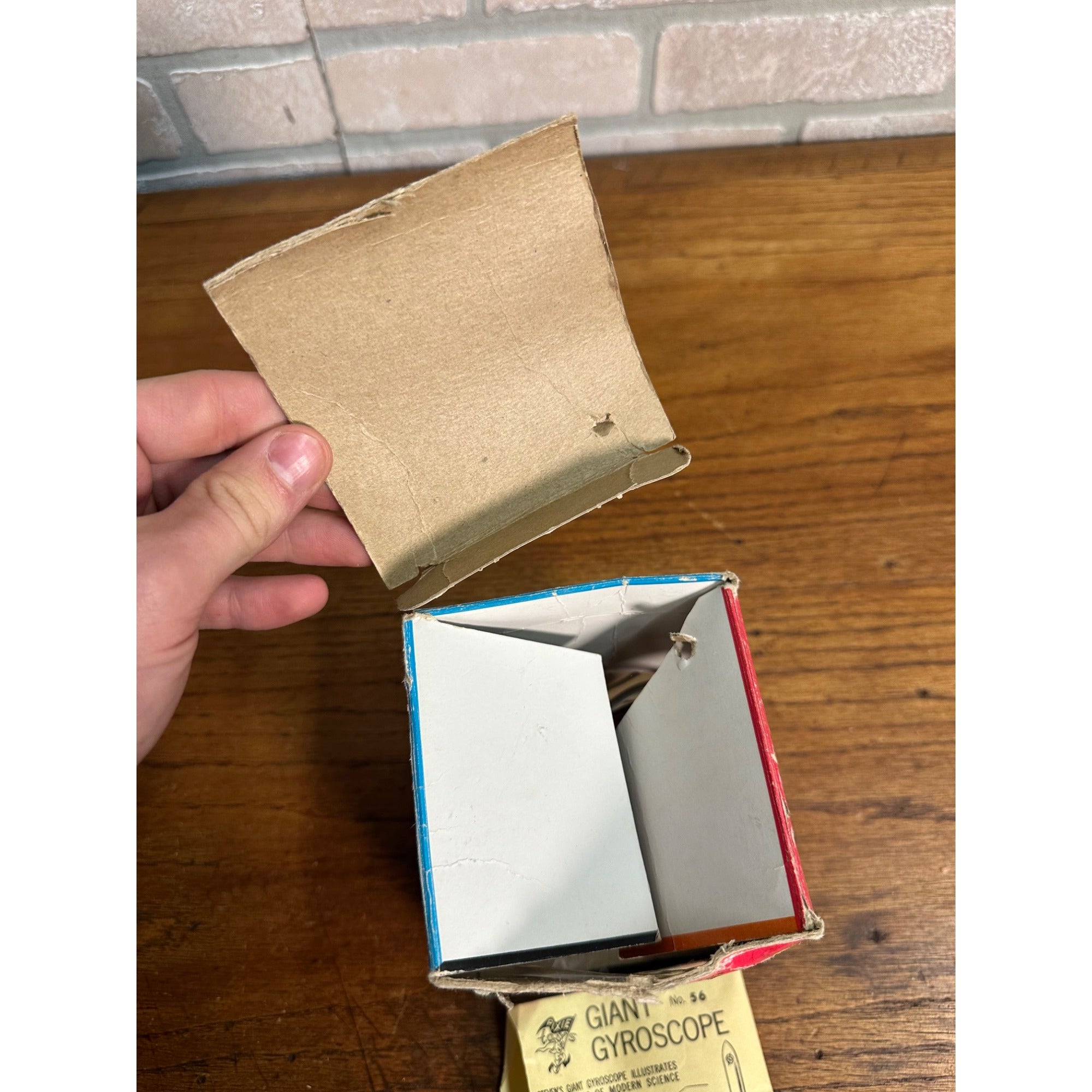 Vintage Stevens Giant Gyroscope Spinning Top Toy Red Silver 1963 + Box