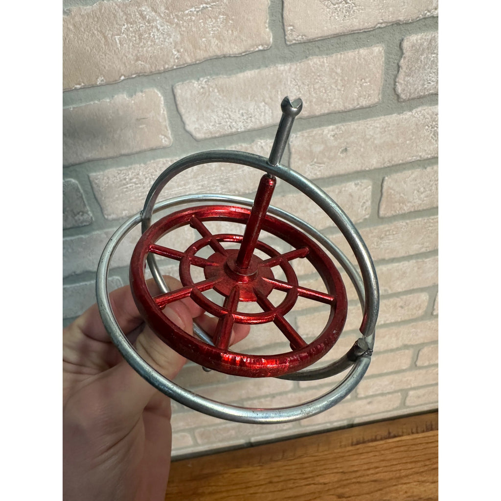 Vintage Stevens Giant Gyroscope Spinning Top Toy Red Silver 1963 + Box