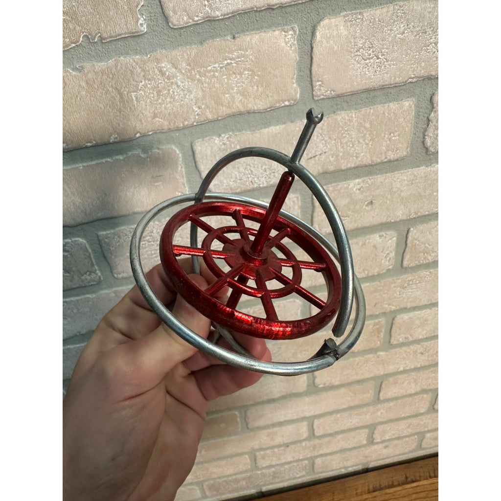Vintage Stevens Giant Gyroscope Spinning Top Toy Red Silver 1963 + Box