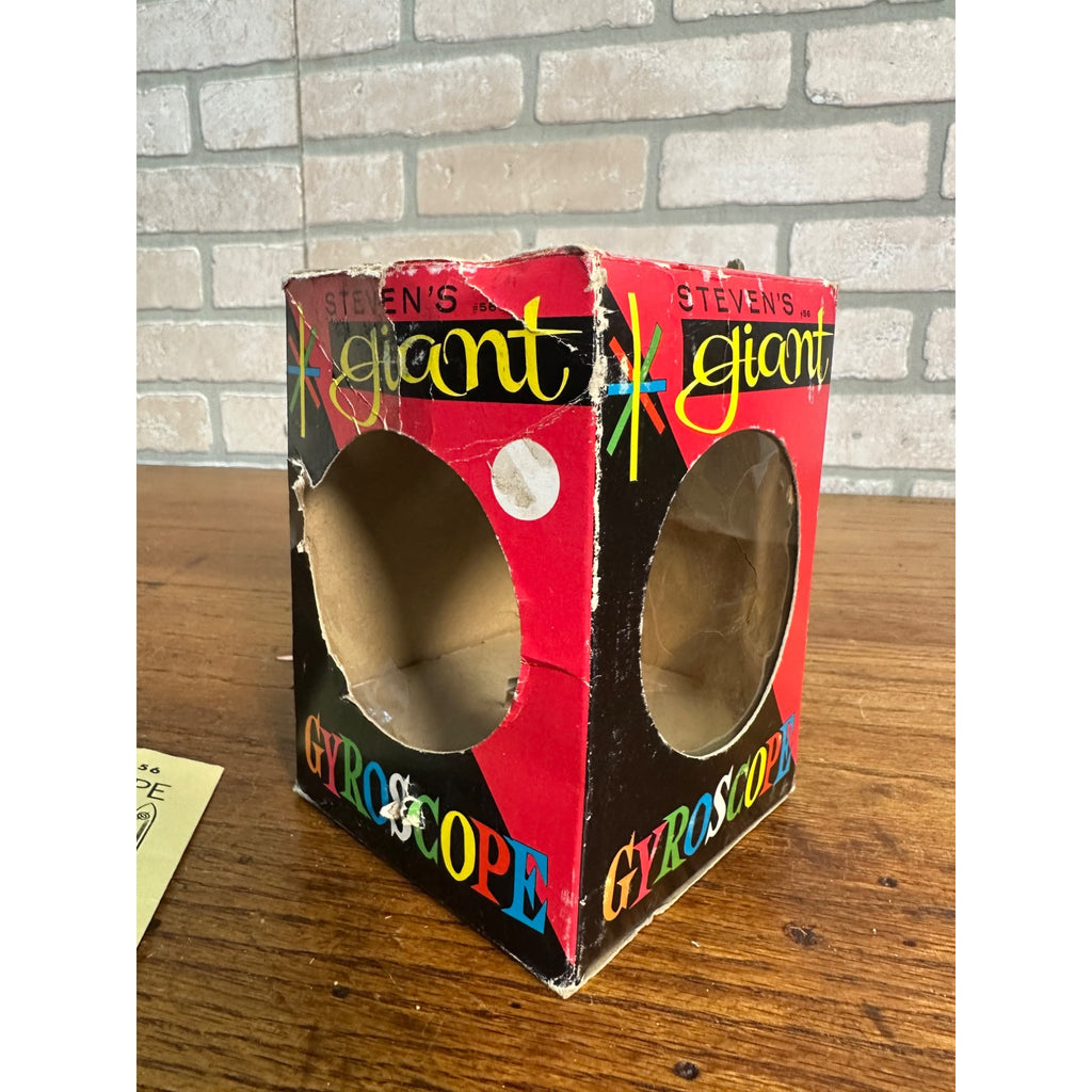 Vintage Stevens Giant Gyroscope Spinning Top Toy Red Silver 1963 + Box