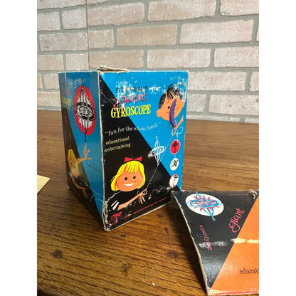 Vintage Stevens Giant Gyroscope Spinning Top Toy Red Silver 1963 + Box