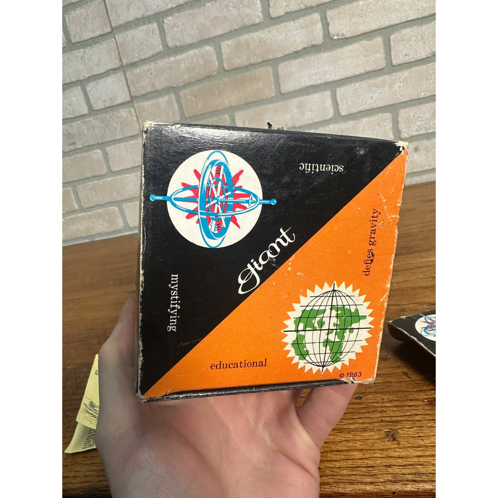 Vintage Stevens Giant Gyroscope Spinning Top Toy Red Silver 1963 + Box