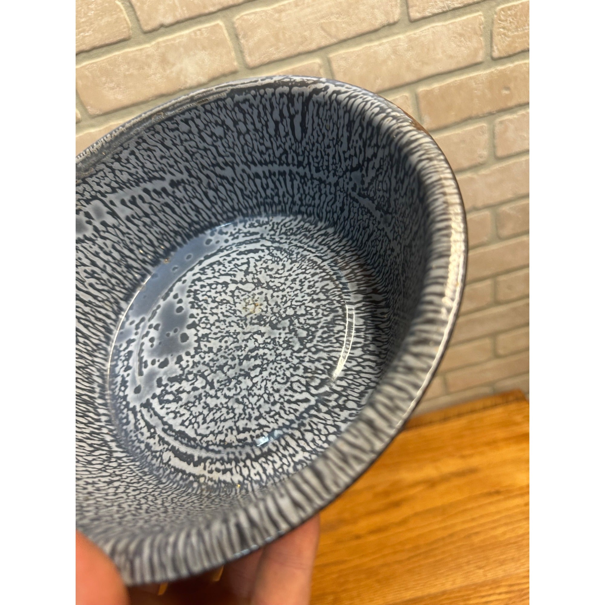 Vintage Graniteware 9" x 2.75" Gray Basin Bowl Primitive Farmhouse Decor