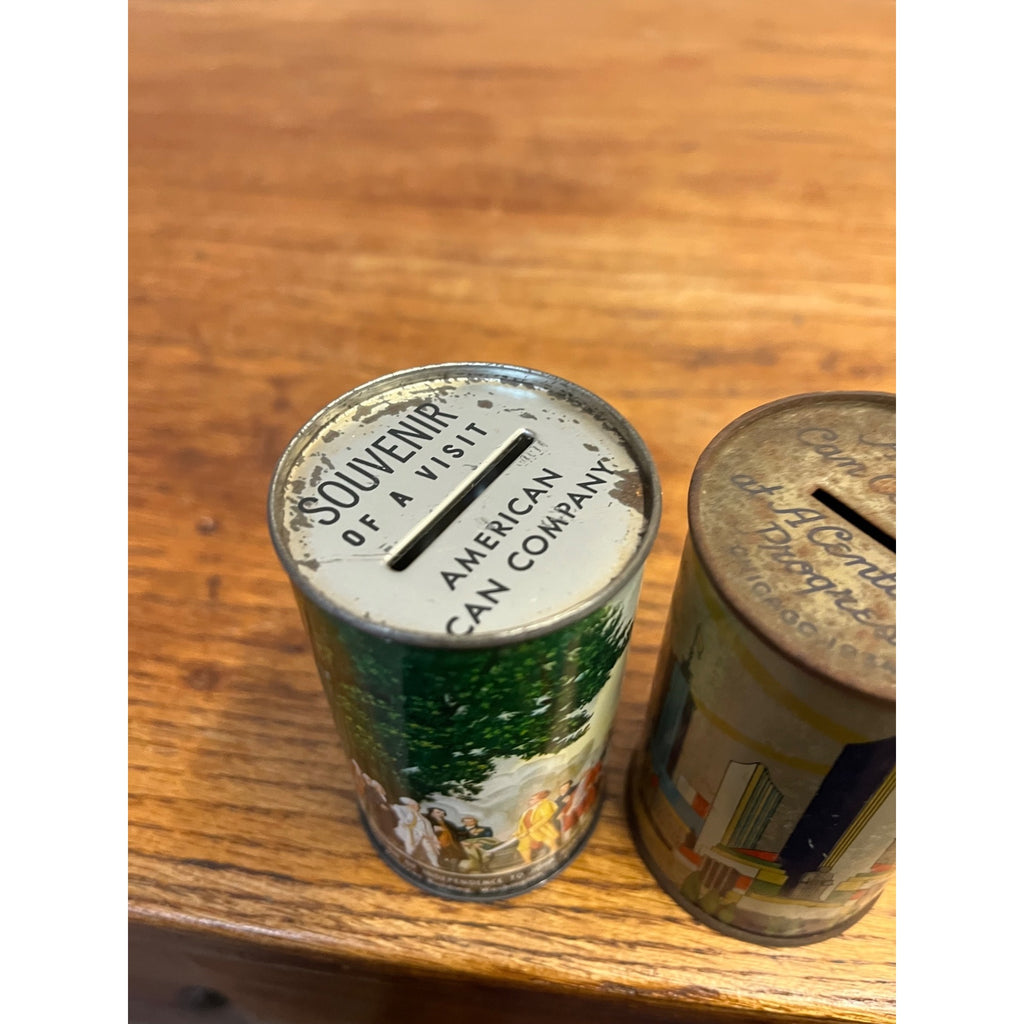 1934 Chicago World’s Fair American Can Co. Mini Banks Cans A Century of Progress