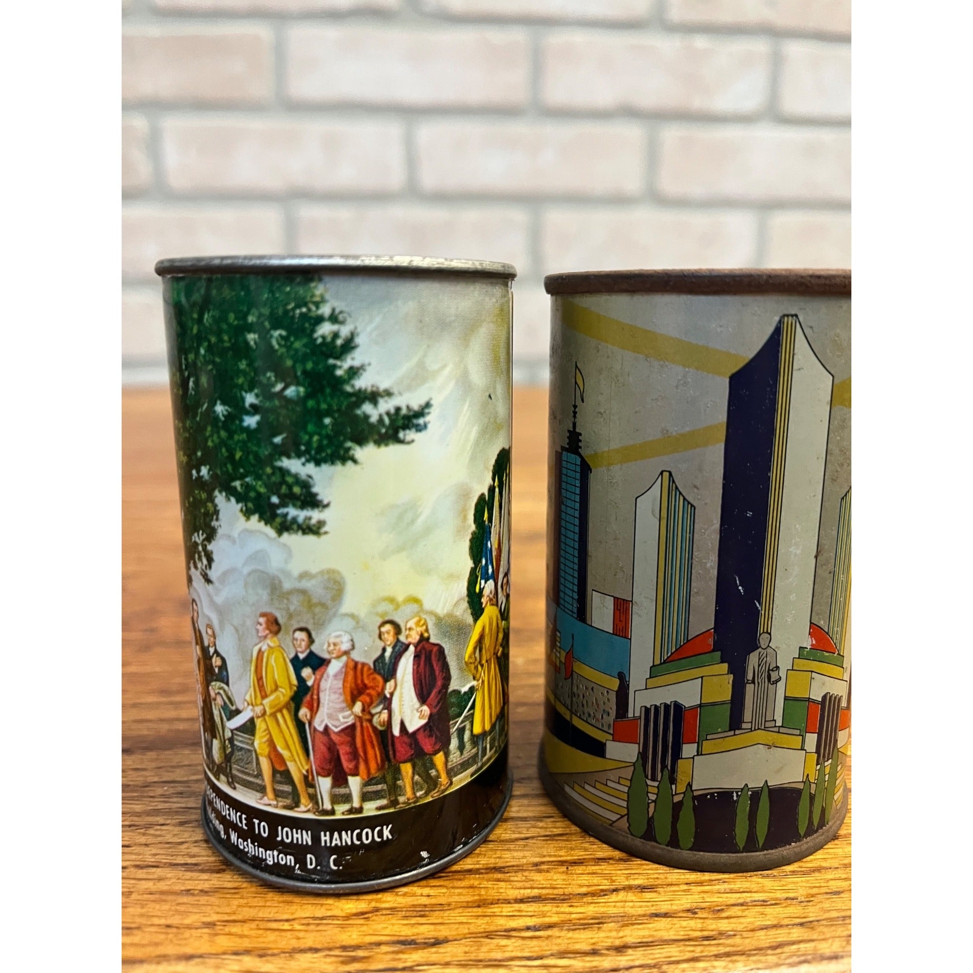 1934 Chicago World’s Fair American Can Co. Mini Banks Cans A Century of Progress
