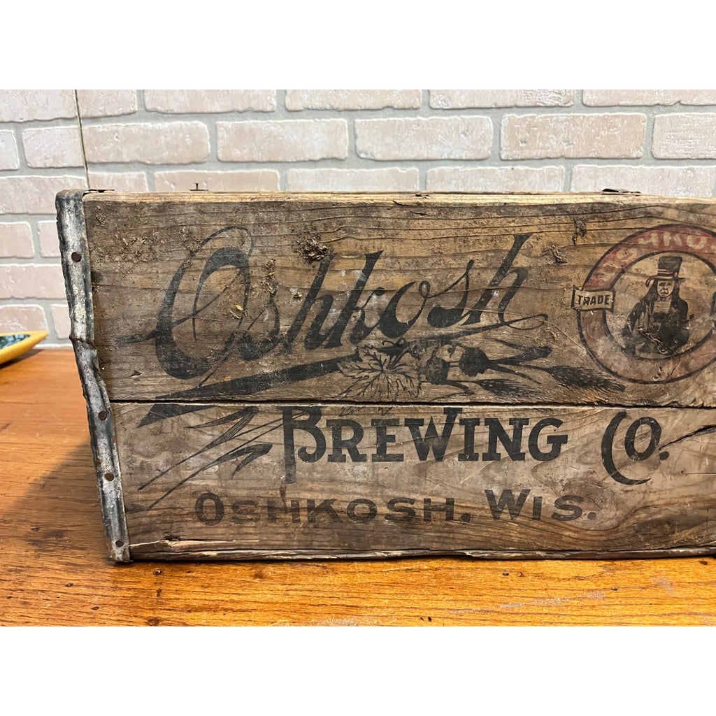 Pre-Prohibition Vintage Oshkosh Brewing Co. Chief Oshkosh Wood Beer Crate Box