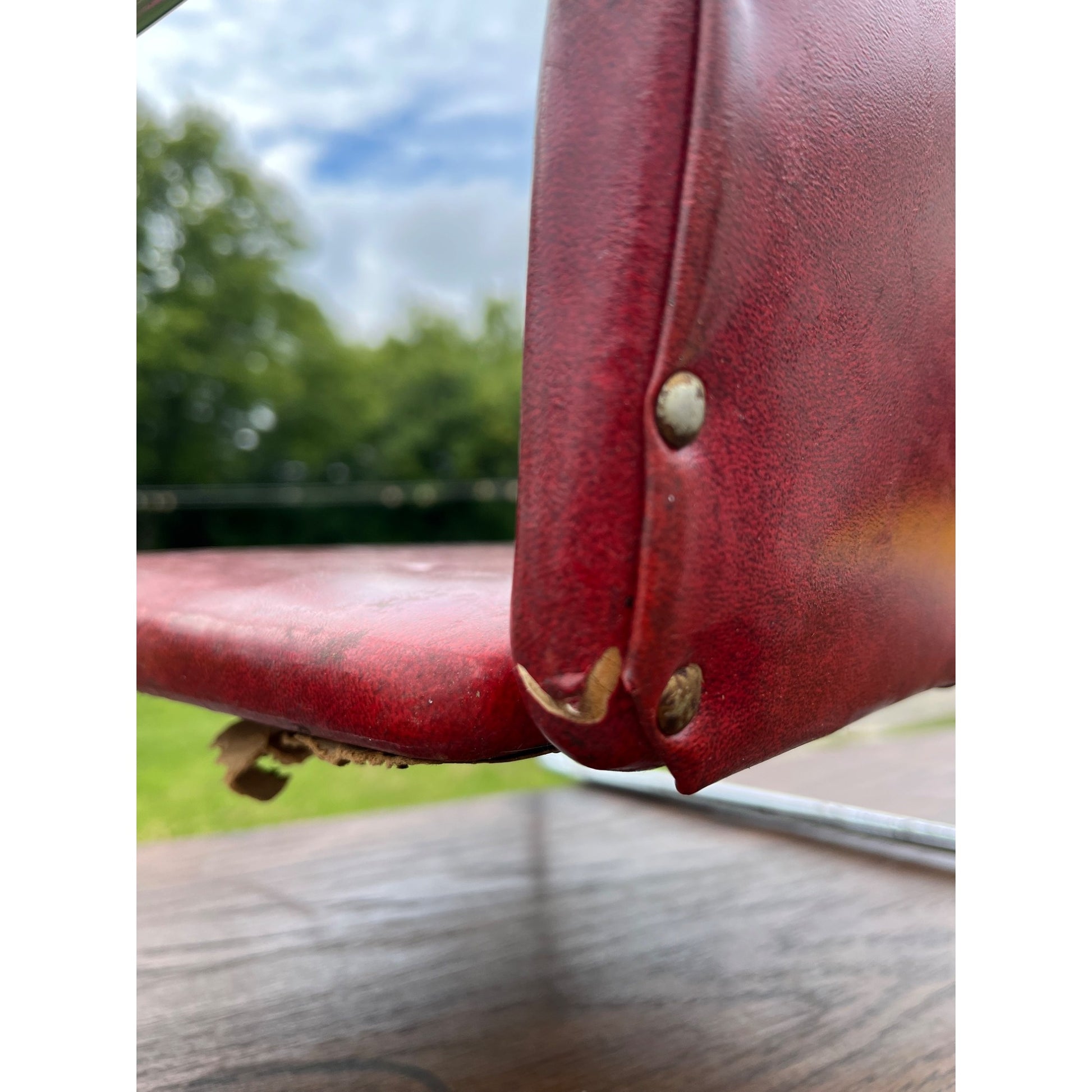 Vintage Tom Thumb Kids Advertising Vinyl Red Barber Booster Chair 1950s
