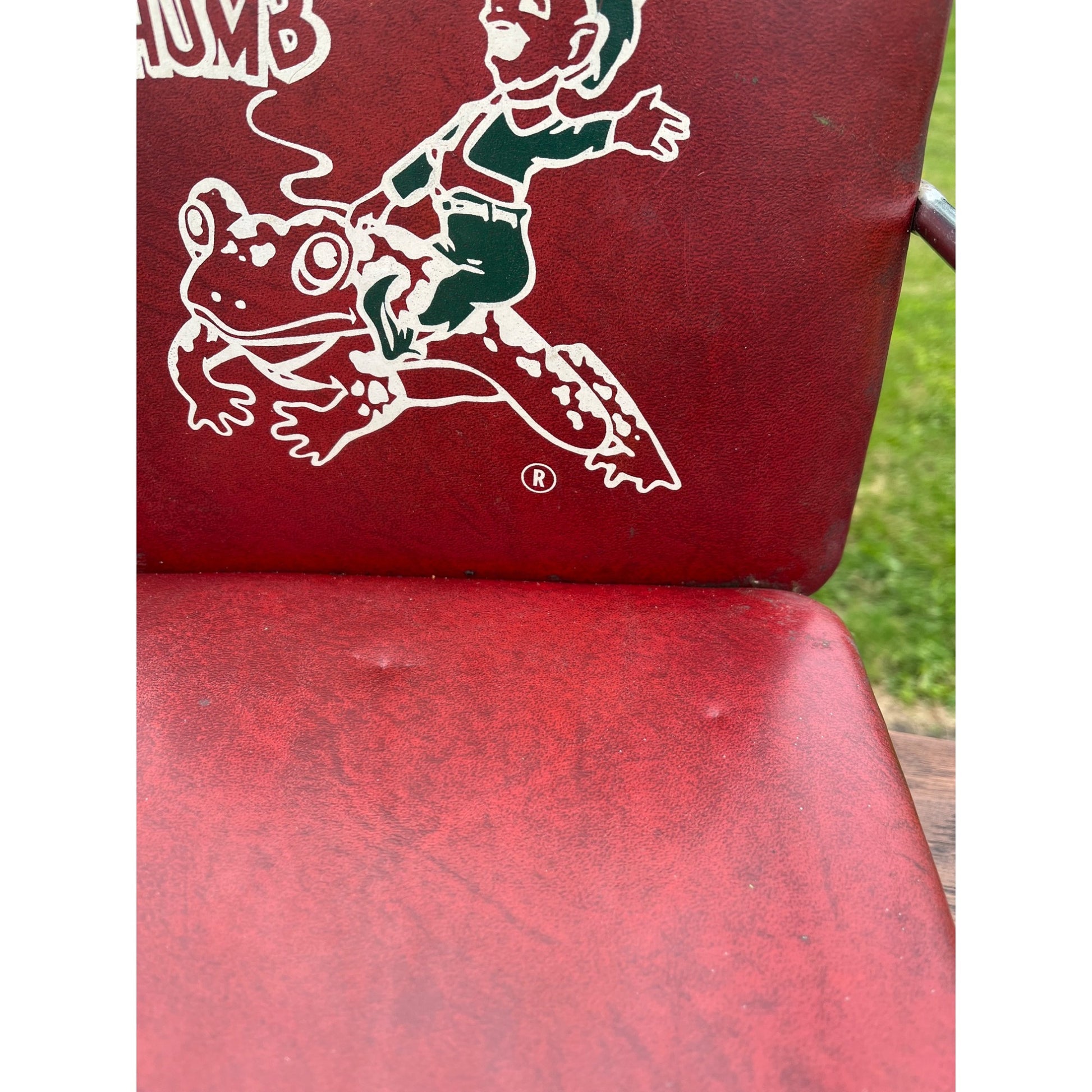 Vintage Tom Thumb Kids Advertising Vinyl Red Barber Booster Chair 1950s