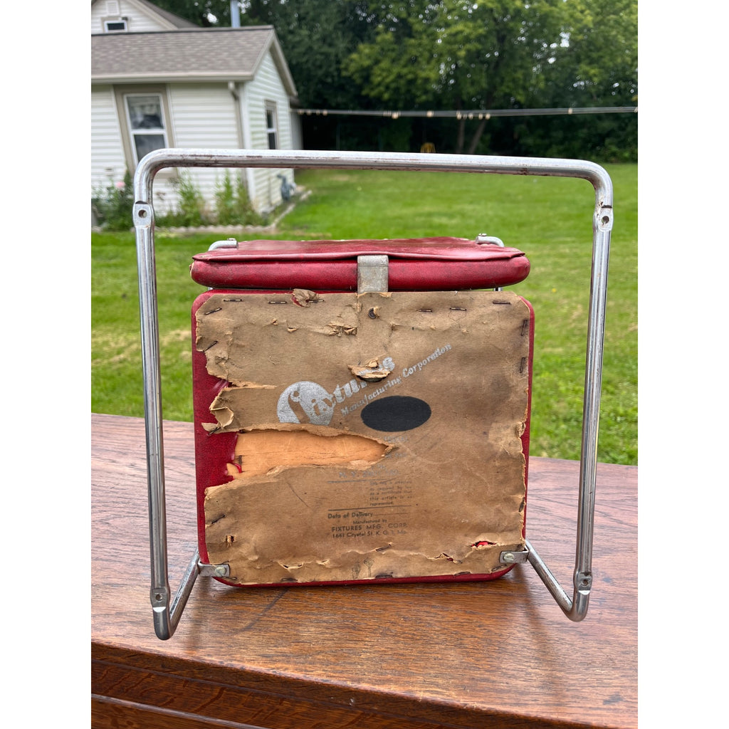 Vintage Tom Thumb Kids Advertising Vinyl Red Barber Booster Chair 1950s