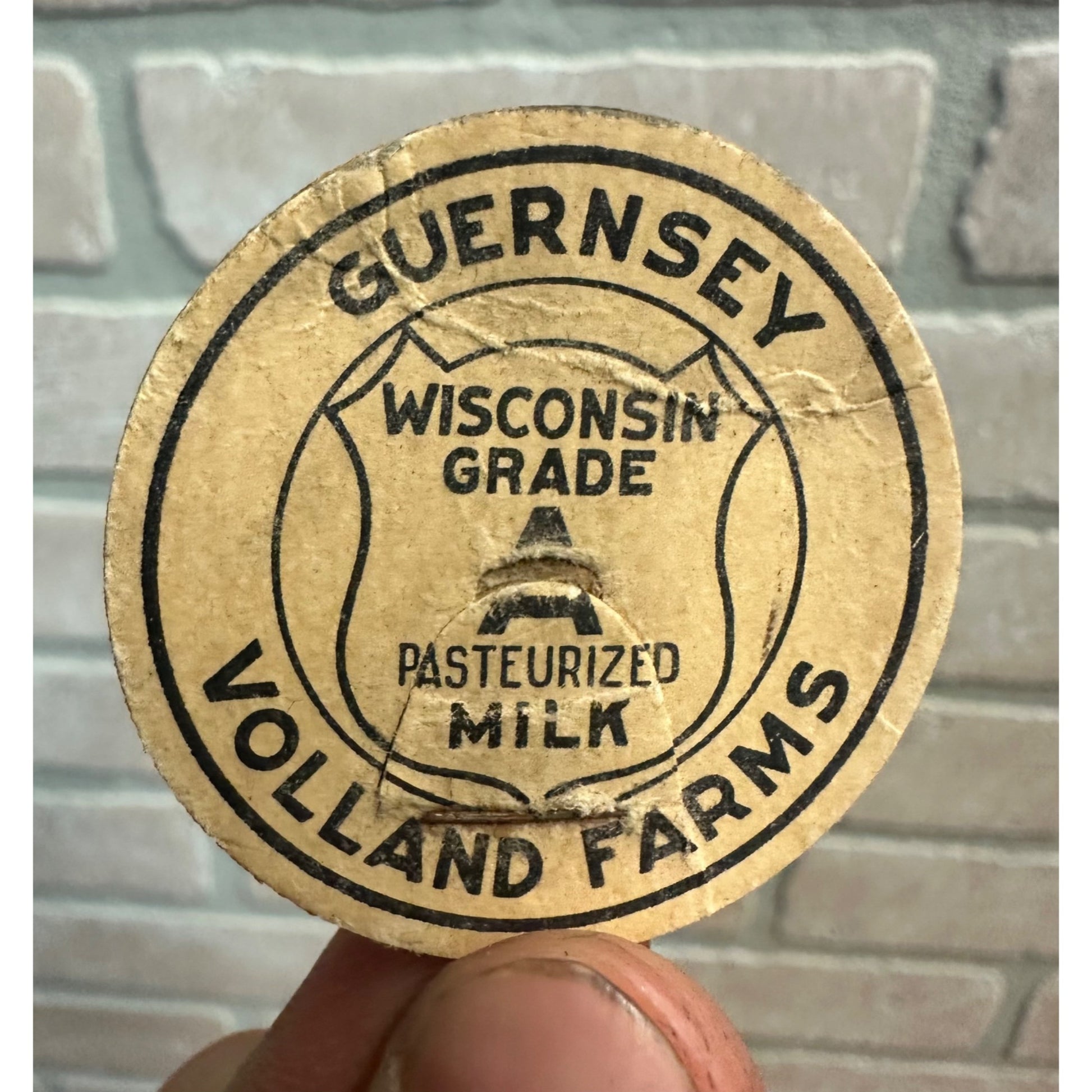 Milk Bottle Cap - Volland Farms Dairy - Gresham, (Wisconsin) Wis WI - Guernsey