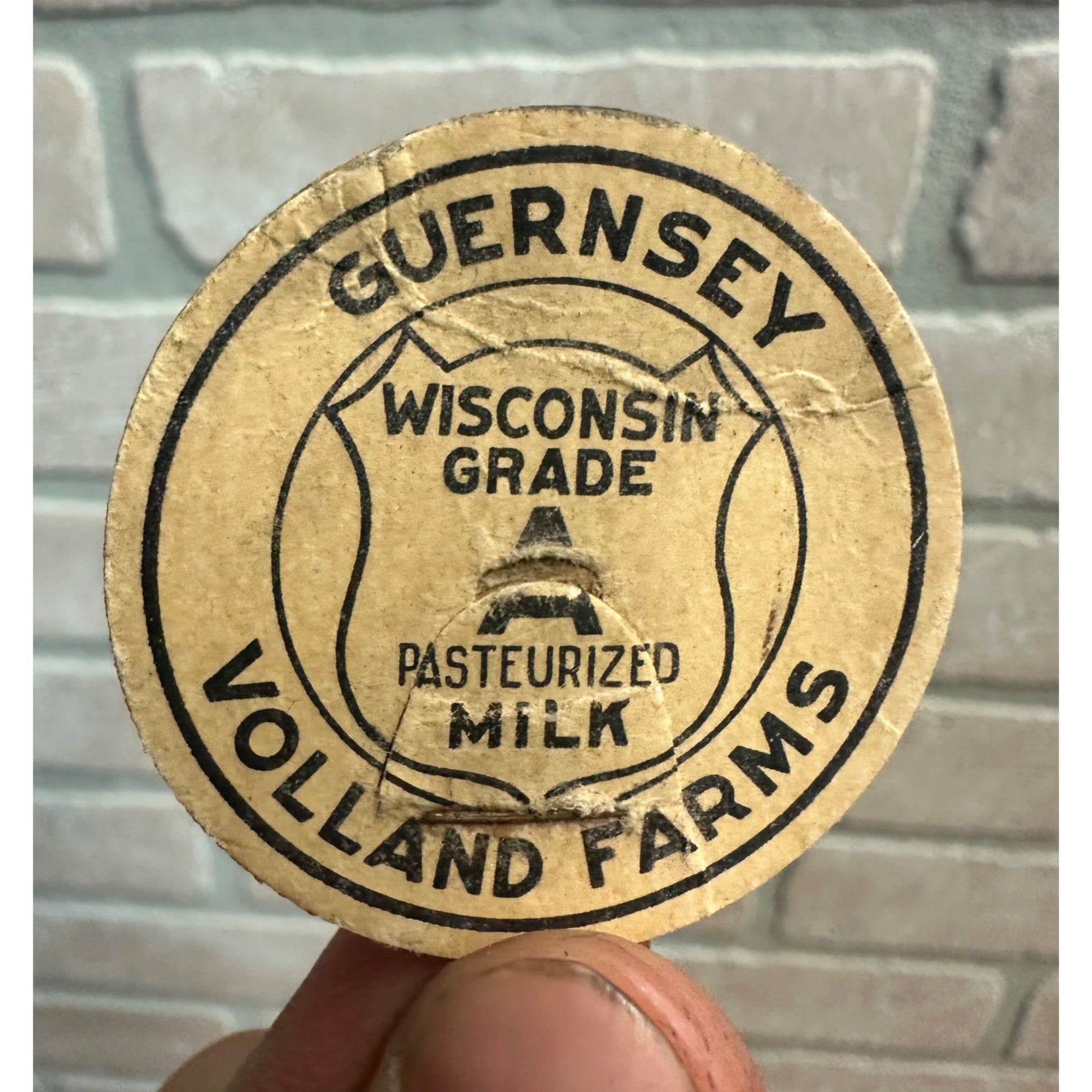 Milk Bottle Cap - Volland Farms Dairy - Gresham, (Wisconsin) Wis WI - Guernsey