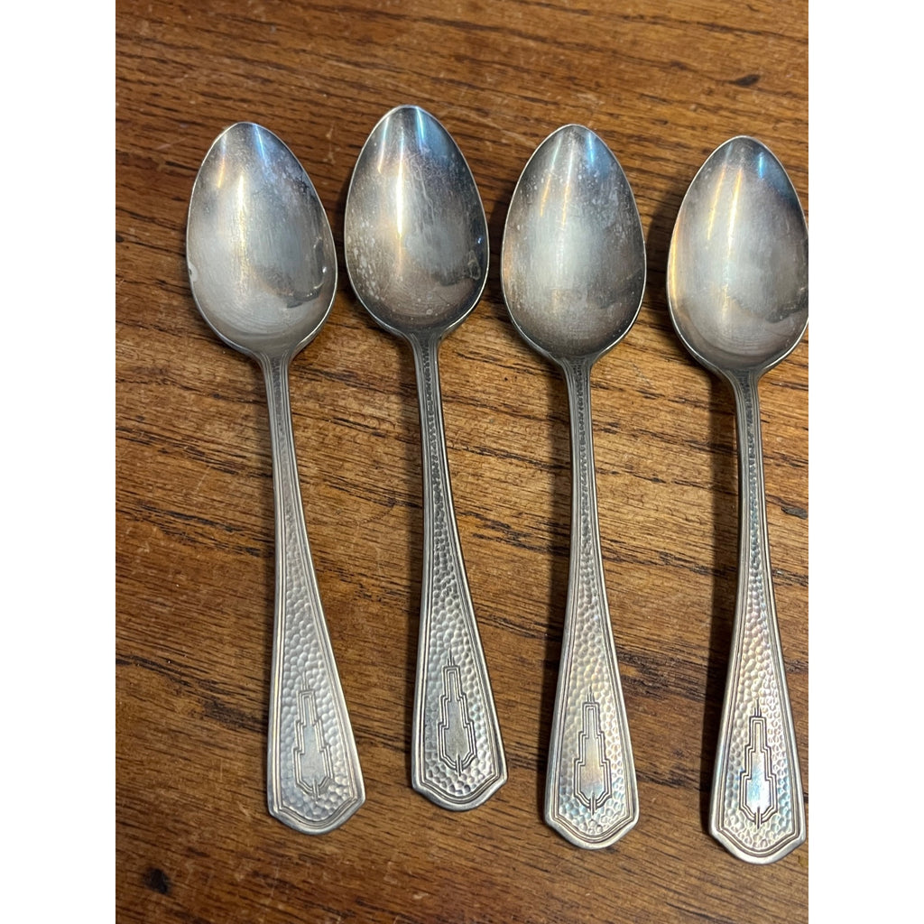 Vintage Beacon Silver Plate Lot Spoons Mission / Arts & Crafts Style Miami Deco