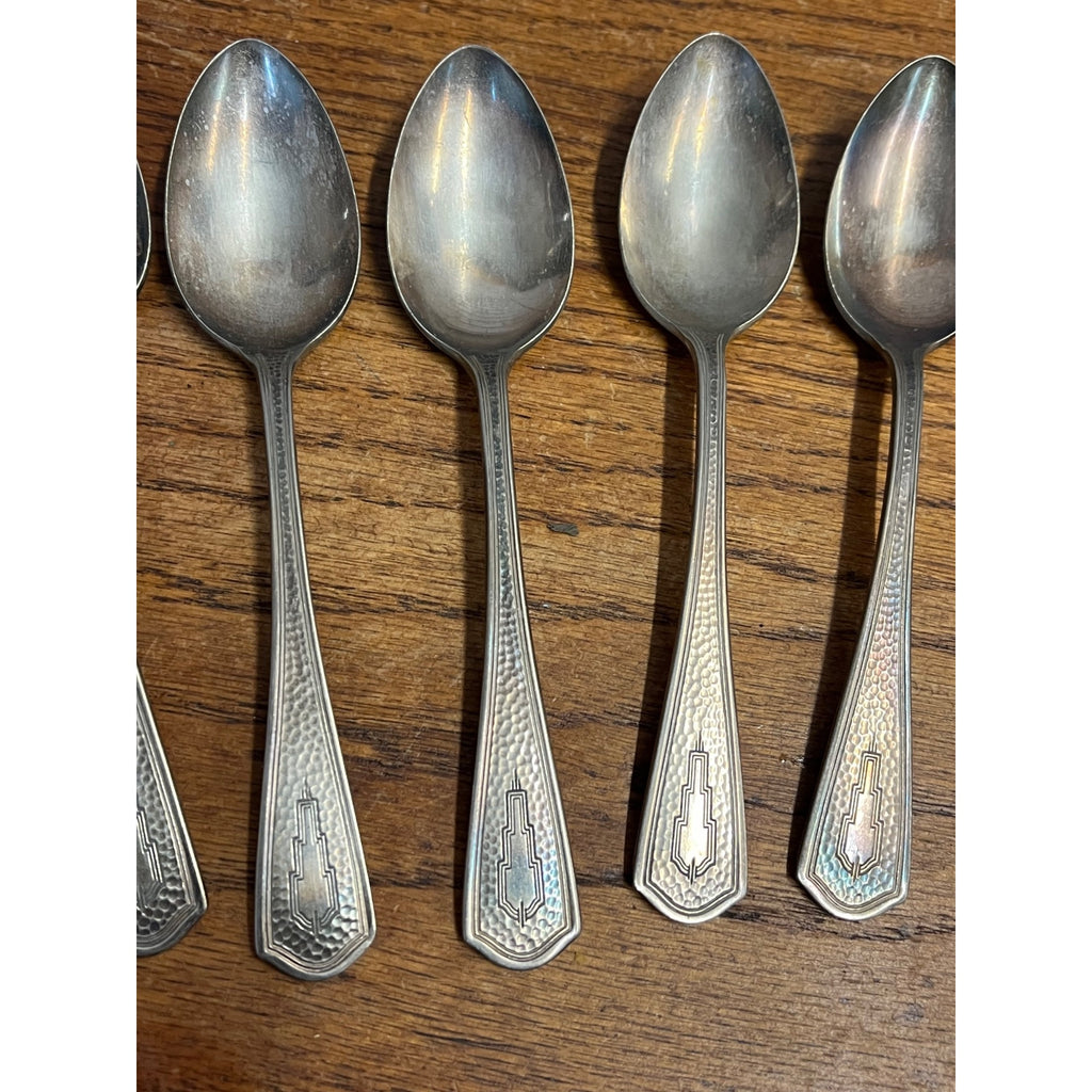 Vintage Beacon Silver Plate Lot Spoons Mission / Arts & Crafts Style Miami Deco