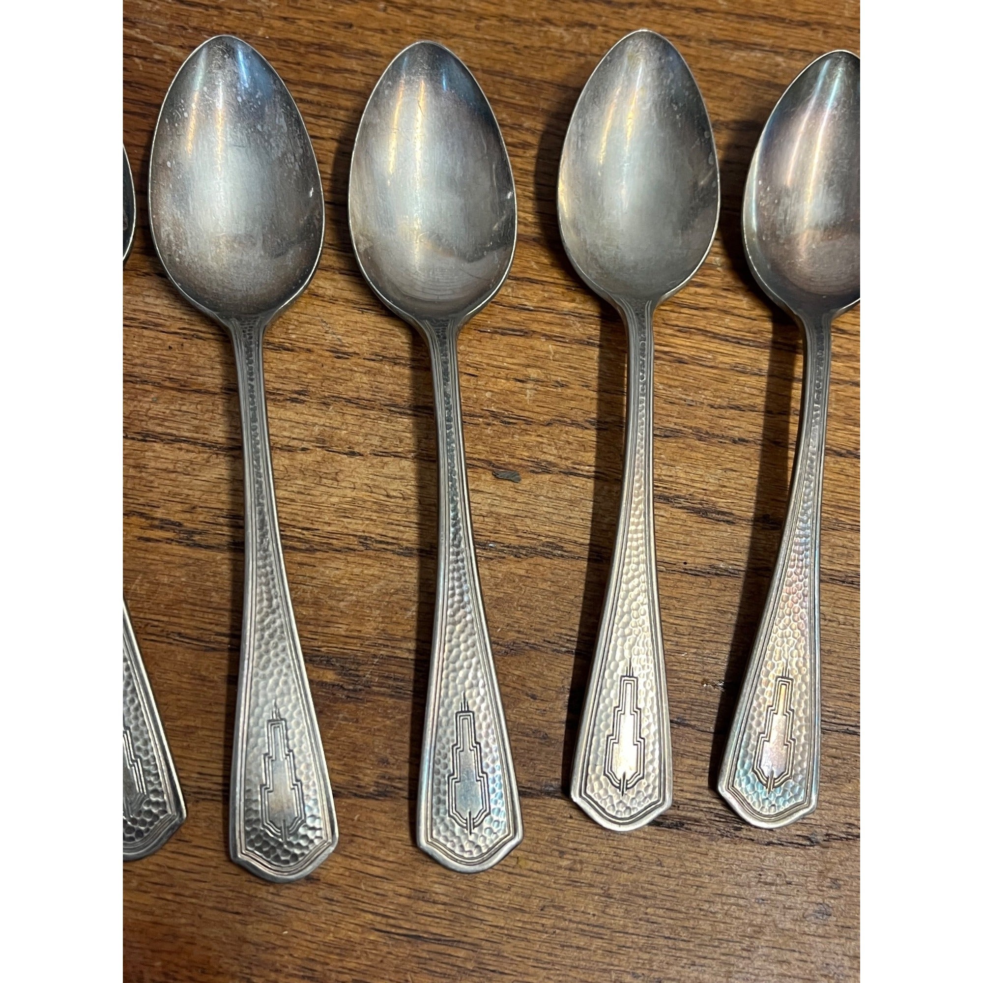 Vintage Beacon Silver Plate Lot Spoons Mission / Arts & Crafts Style Miami Deco