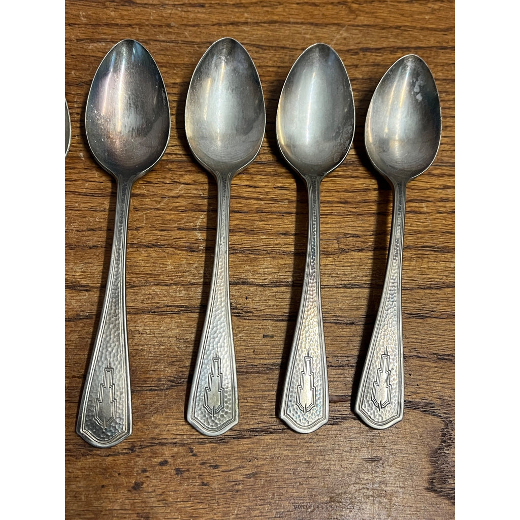 Vintage Beacon Silver Plate Lot Spoons Mission / Arts & Crafts Style Miami Deco