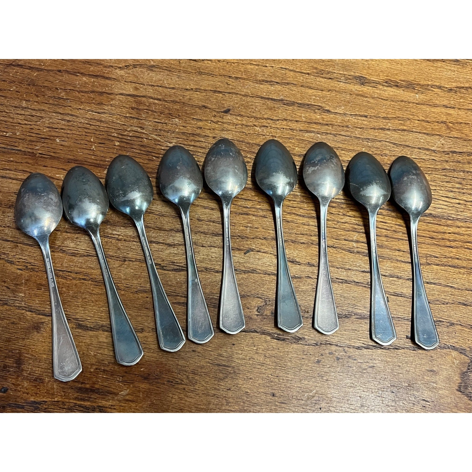 Vintage Beacon Silver Plate Lot Spoons Mission / Arts & Crafts Style Miami Deco