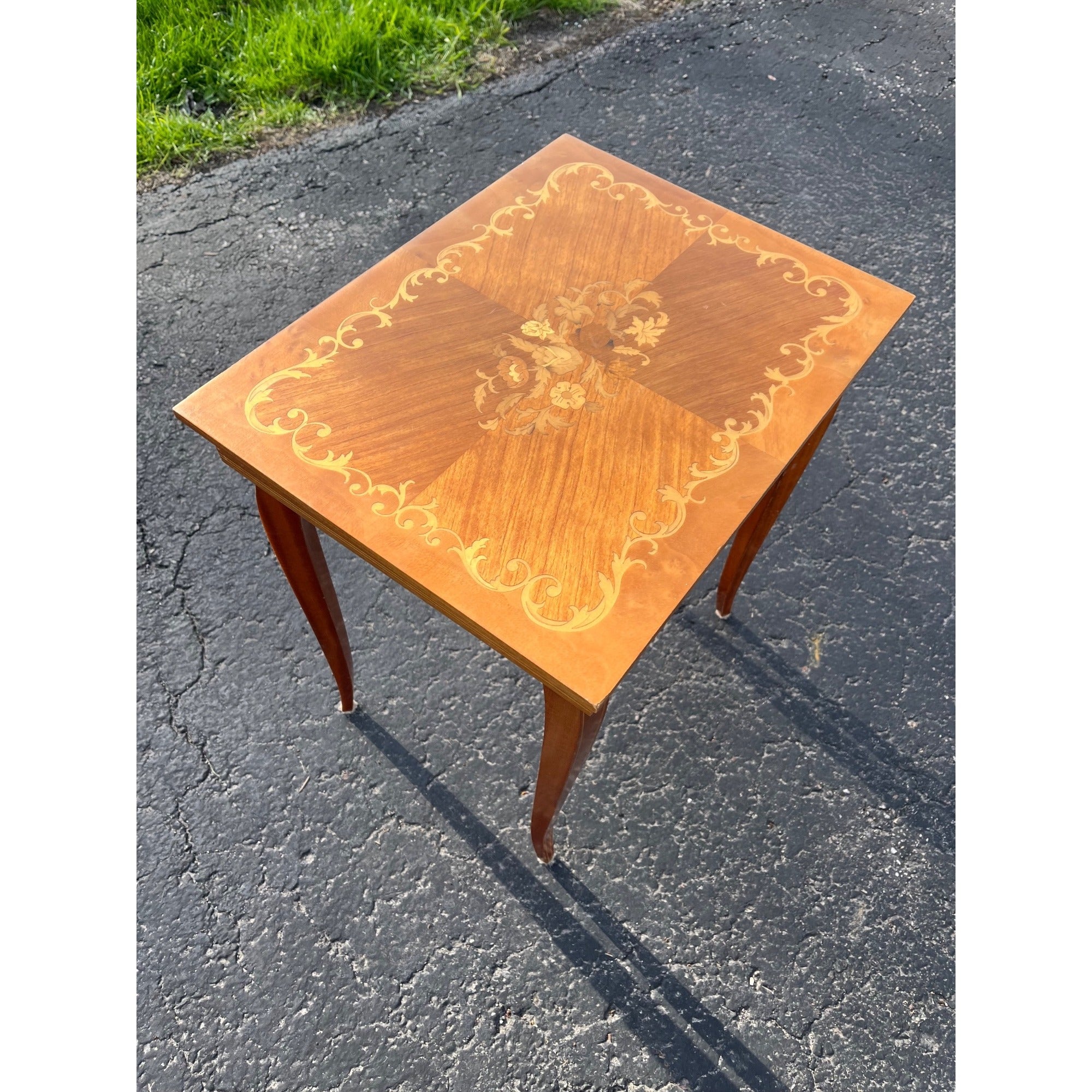 Vintage Sorrento Inlaid Music Box – Miniature Side Table – Made in Italy
