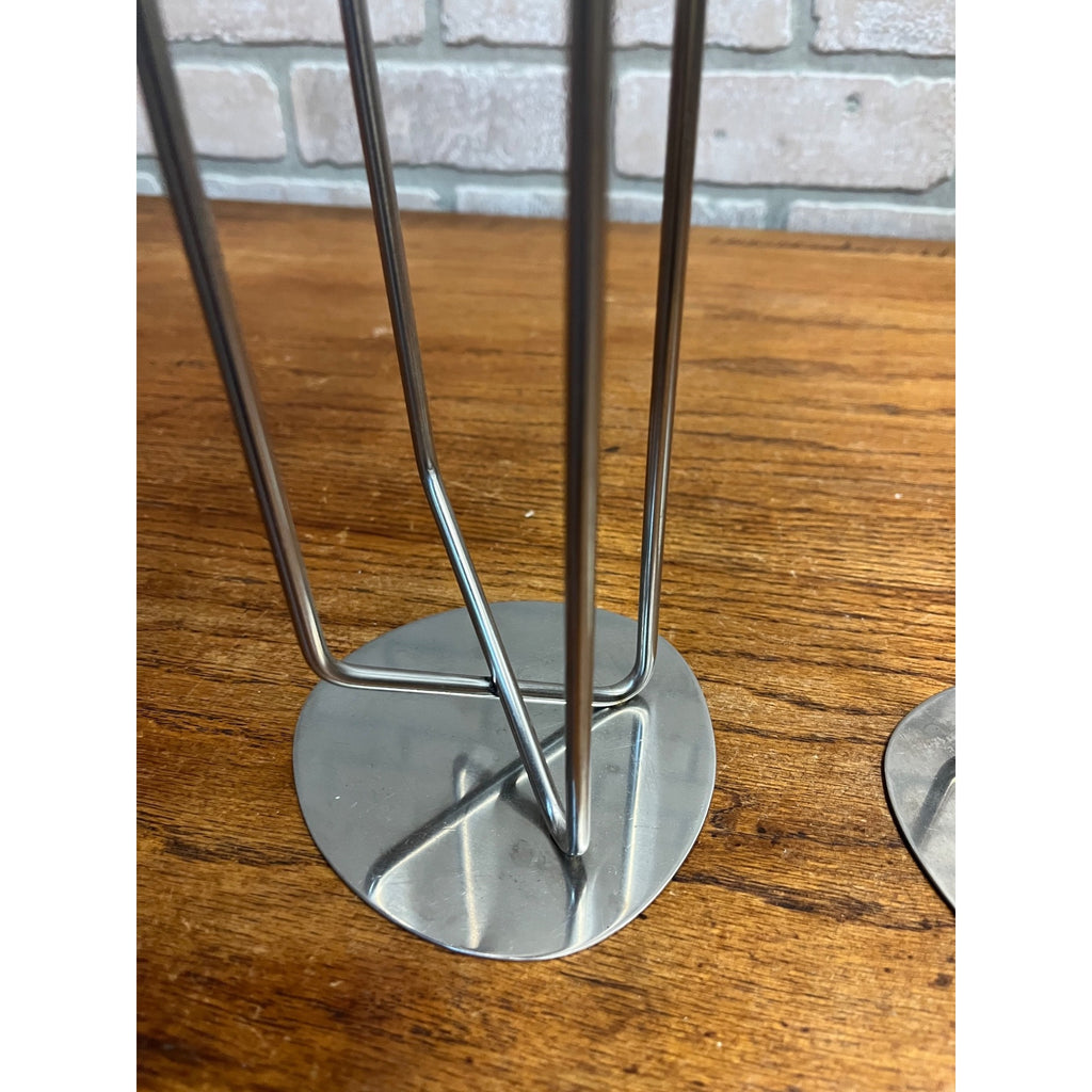 Vintage 1960s MCM Stainless Steel Four Stem Candlesticks MG Danish Candle Holder