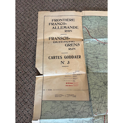 Vintage WWII Soldier Travel Highway Road Map French German Border Franco