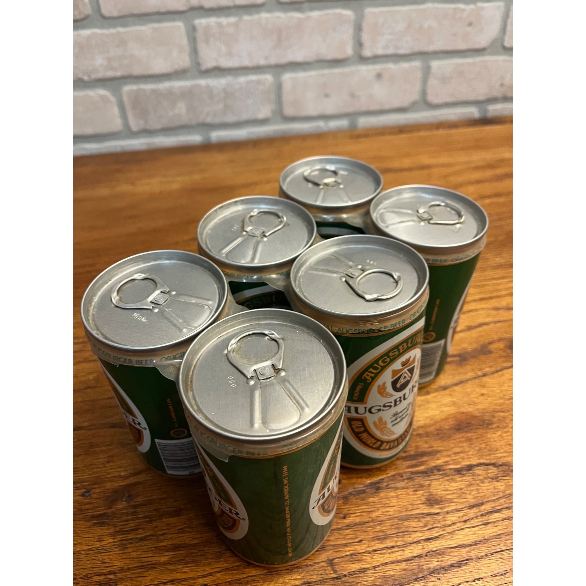 Vintage Augsburger Bavarian Beer Cans 6-Pack Empty Monroe Wisconsin Huber Brewing Co.