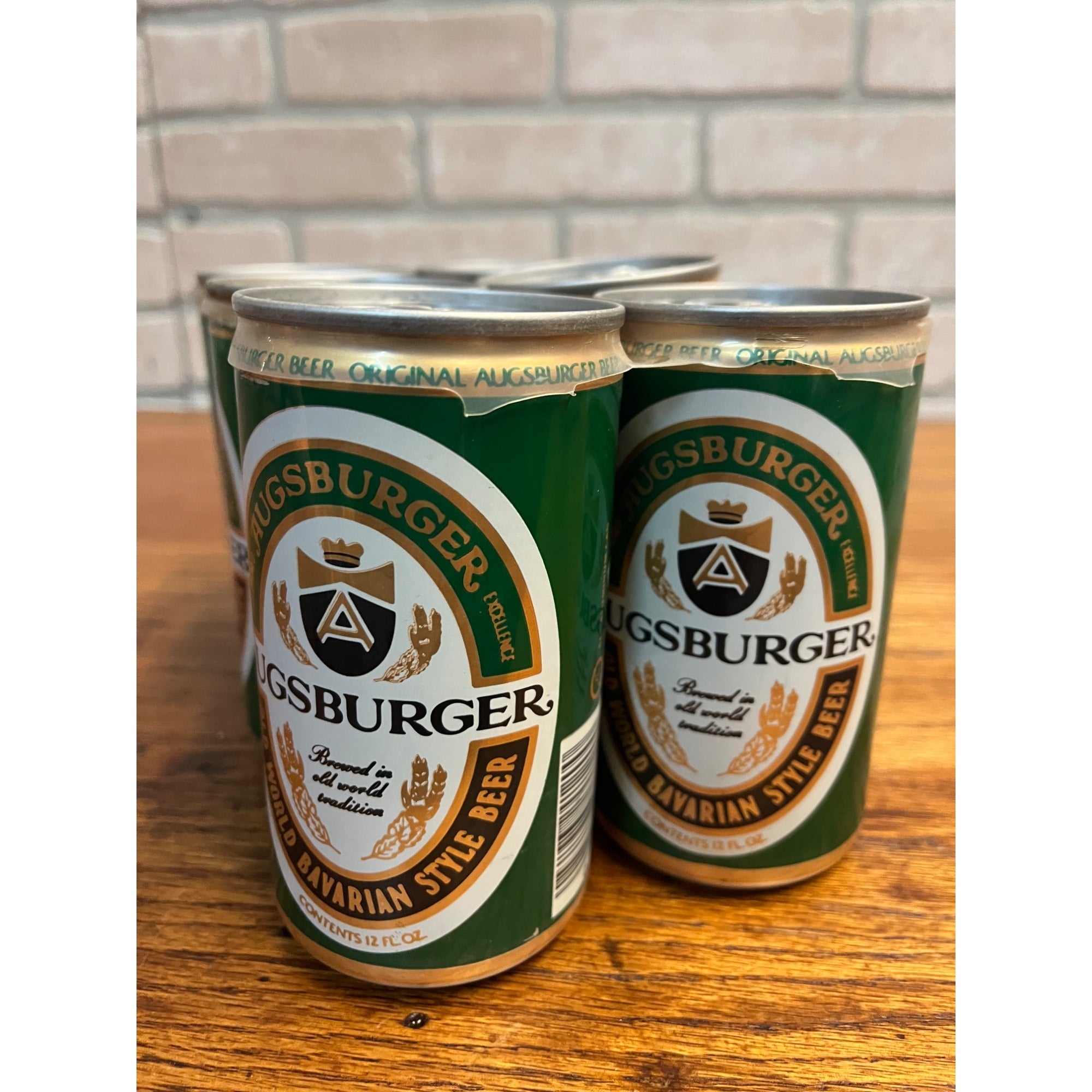 Vintage Augsburger Bavarian Beer Cans 6-Pack Empty Monroe Wisconsin Huber Brewing Co.