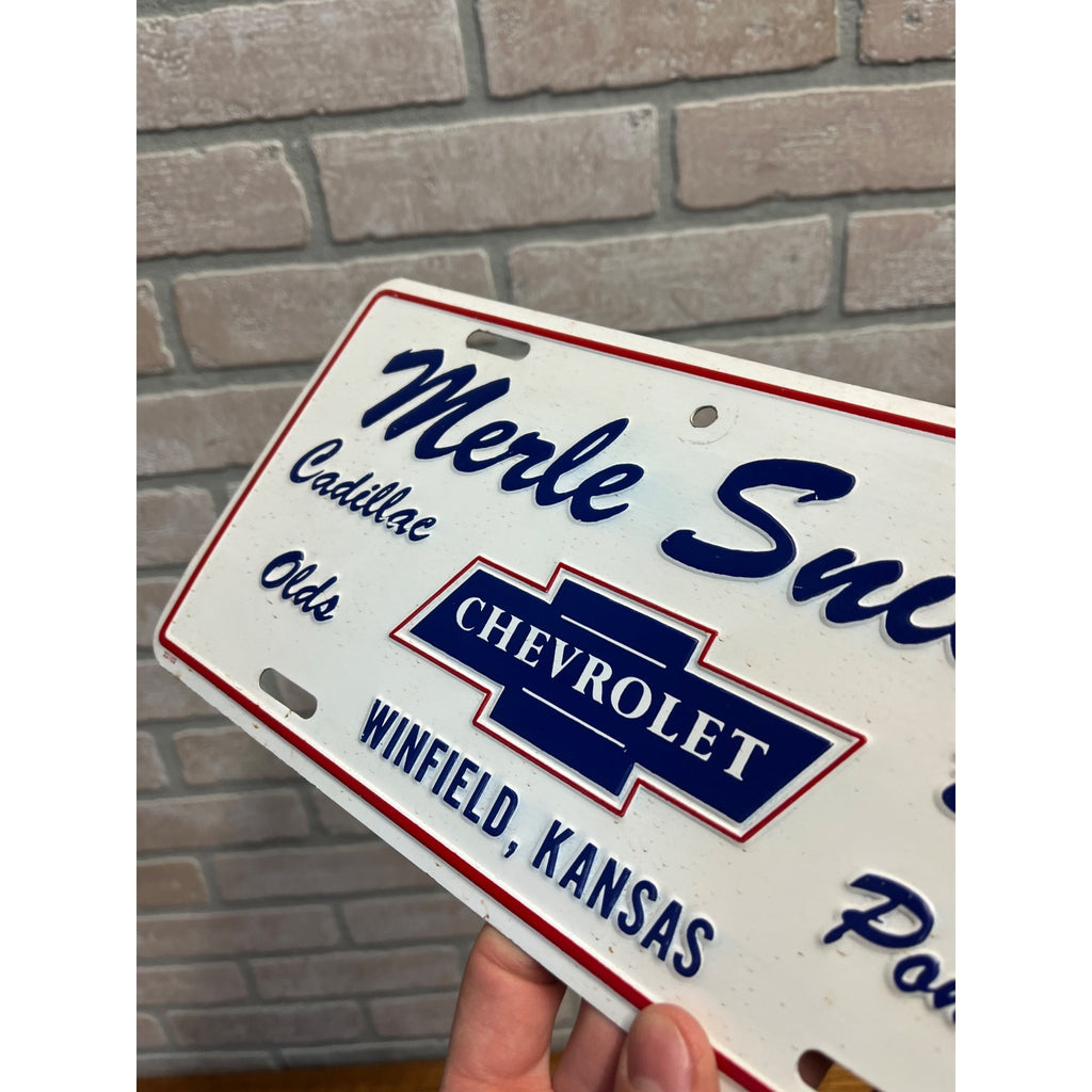 Vintage Chevy Pontiac Buick Cadillac Dealer Metal Booster License Plate Kansas