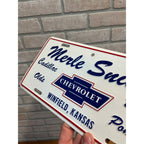 Vintage Chevy Pontiac Buick Cadillac Dealer Metal Booster License Plate Kansas