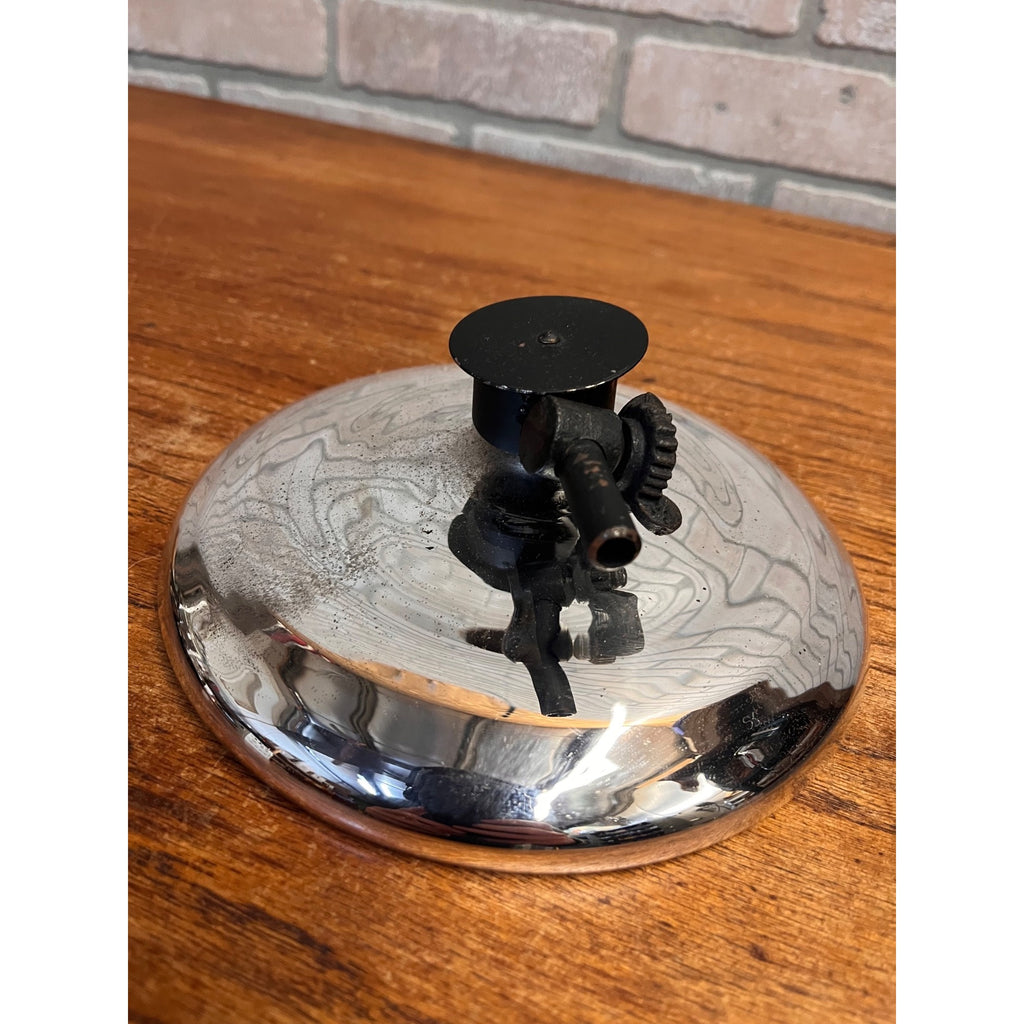 Antique Kerosene Oil Lamp Bracket Cast Iron 7.25" Mercury Glass Mirror Reflector