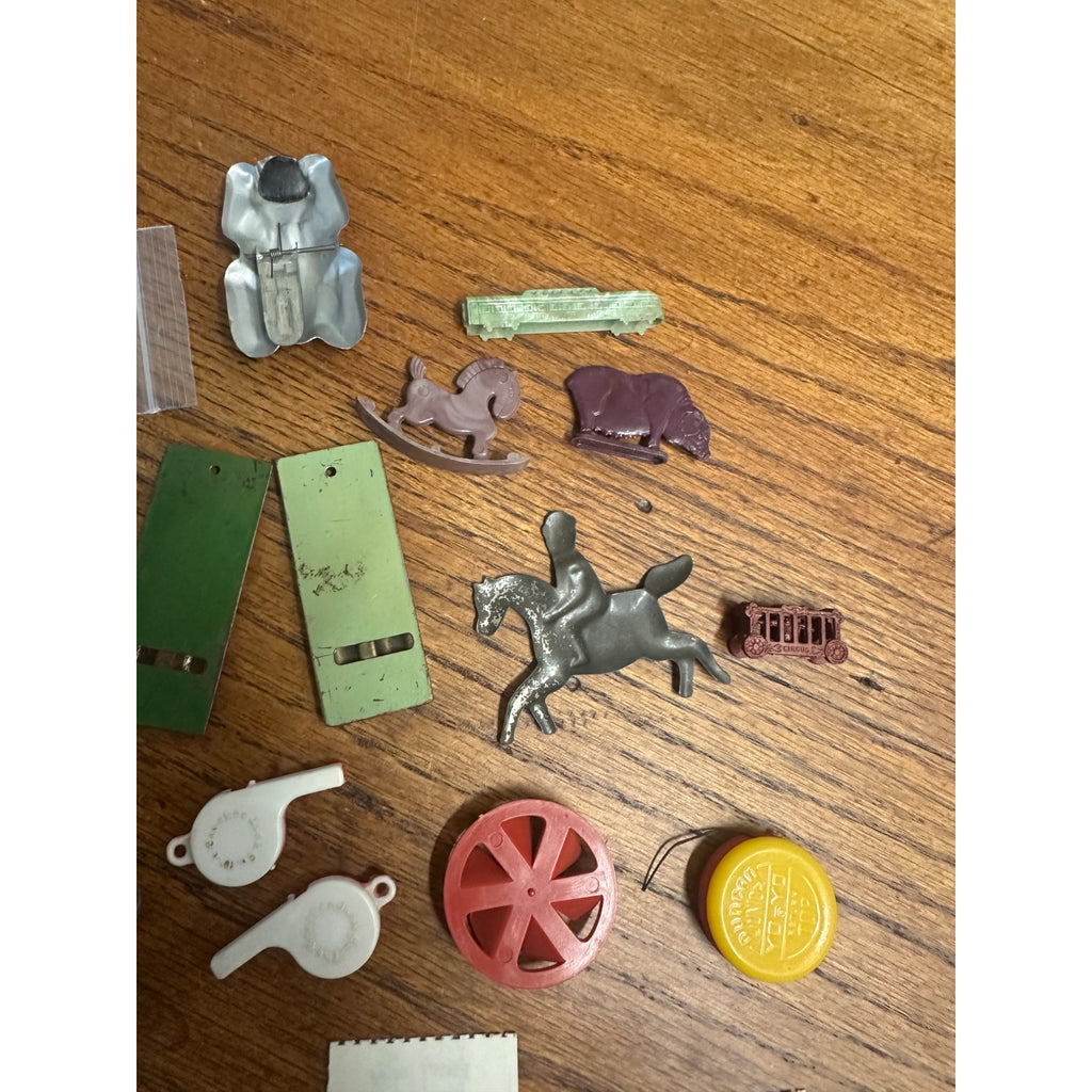 Vintage Cracker Jack Premium Prizes 1940s-1970s Tin Plastic Whistles Tops Vari Vue