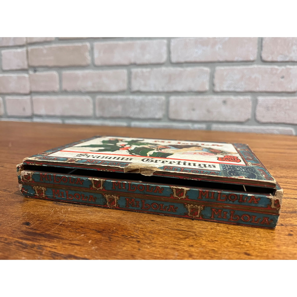Vintage Early 1900s Mi Lola Seasons Greetings Christmas Cigar Box Milwaukee Wis WI