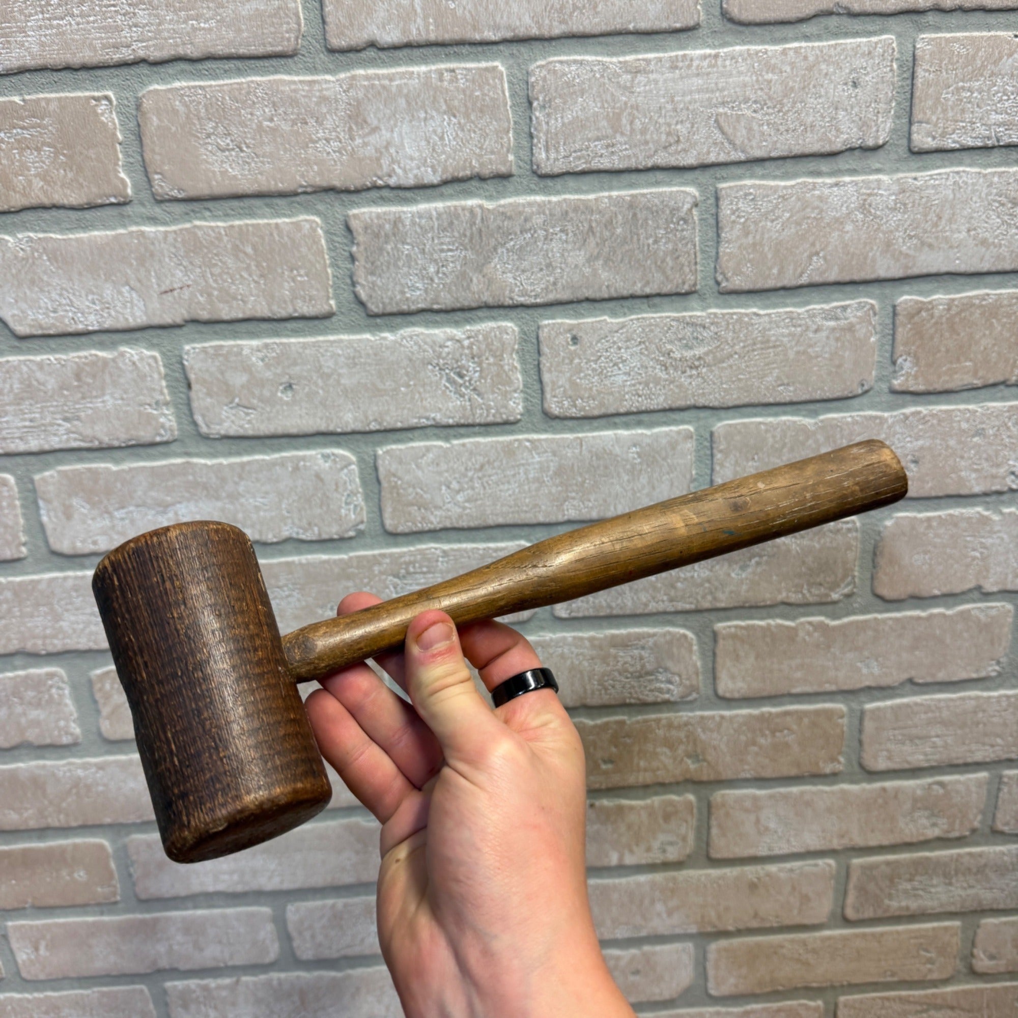 Vintage All-Wood Mallet Hand Tool or Meat Tenderizer Primitive Kitchen Decor