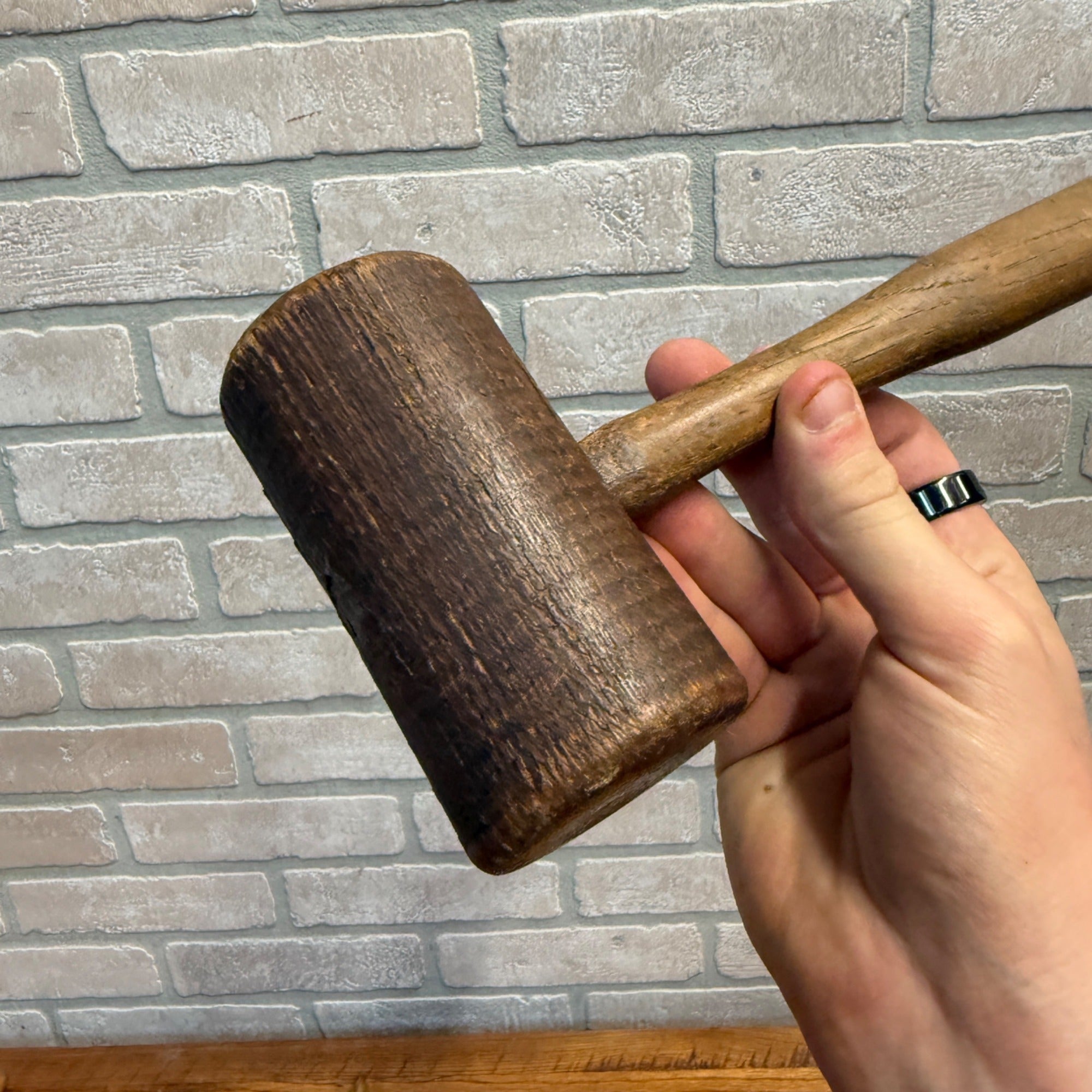 Vintage All-Wood Mallet Hand Tool or Meat Tenderizer Primitive Kitchen Decor