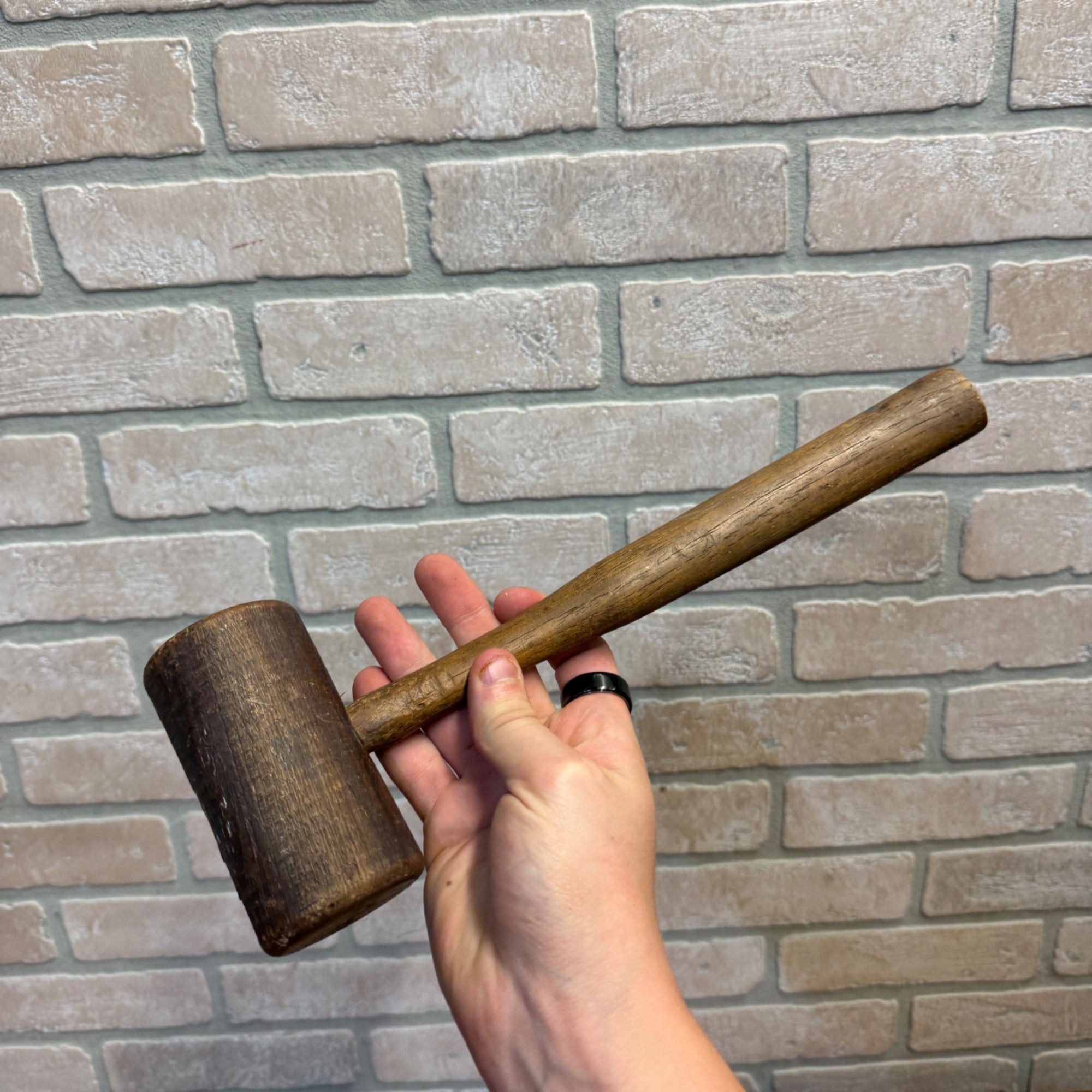 Vintage All-Wood Mallet Hand Tool or Meat Tenderizer Primitive Kitchen Decor