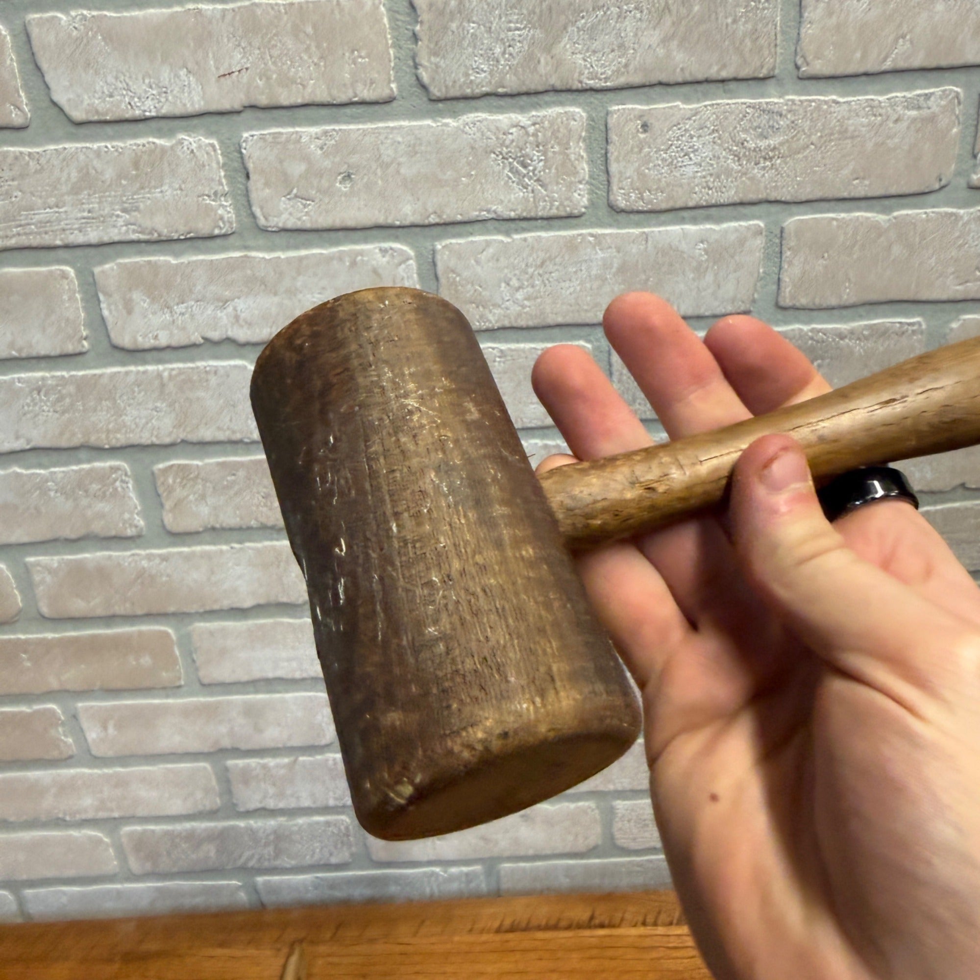 Vintage All-Wood Mallet Hand Tool or Meat Tenderizer Primitive Kitchen Decor
