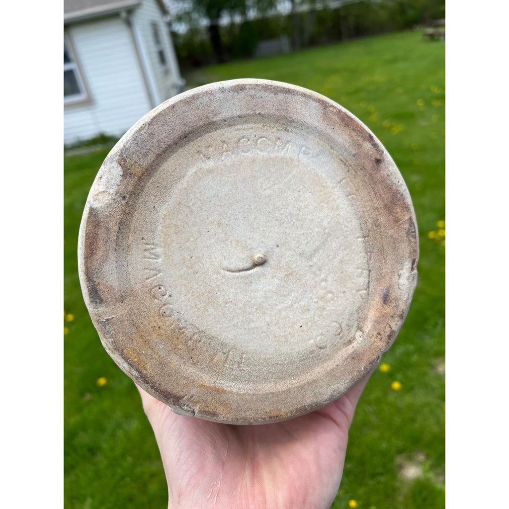 Antique c1890s Macomb Pottery Stoneware Fruit Canning Jar w/ Zinc Lid Kitchen Farmhouse