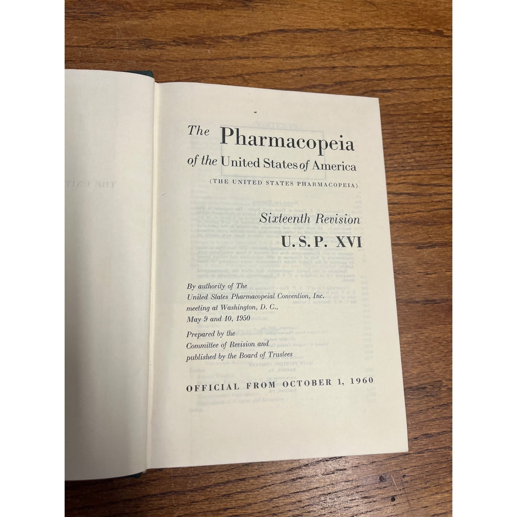Vintage Pharmacopedia United States 16th Revision Pharmacy Hardcover Book 1960