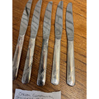Vintage Oneida Community Stainless Tudor Plate "Queen Bess" Pattern Set of Five (5) Butter Knives