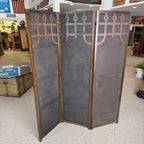 Edwardian Oak Upholstered 3 Paneled Room Divide Divider Decor Arts Crafts