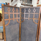 Edwardian Oak Upholstered 3 Paneled Room Divide Divider Decor Arts Crafts