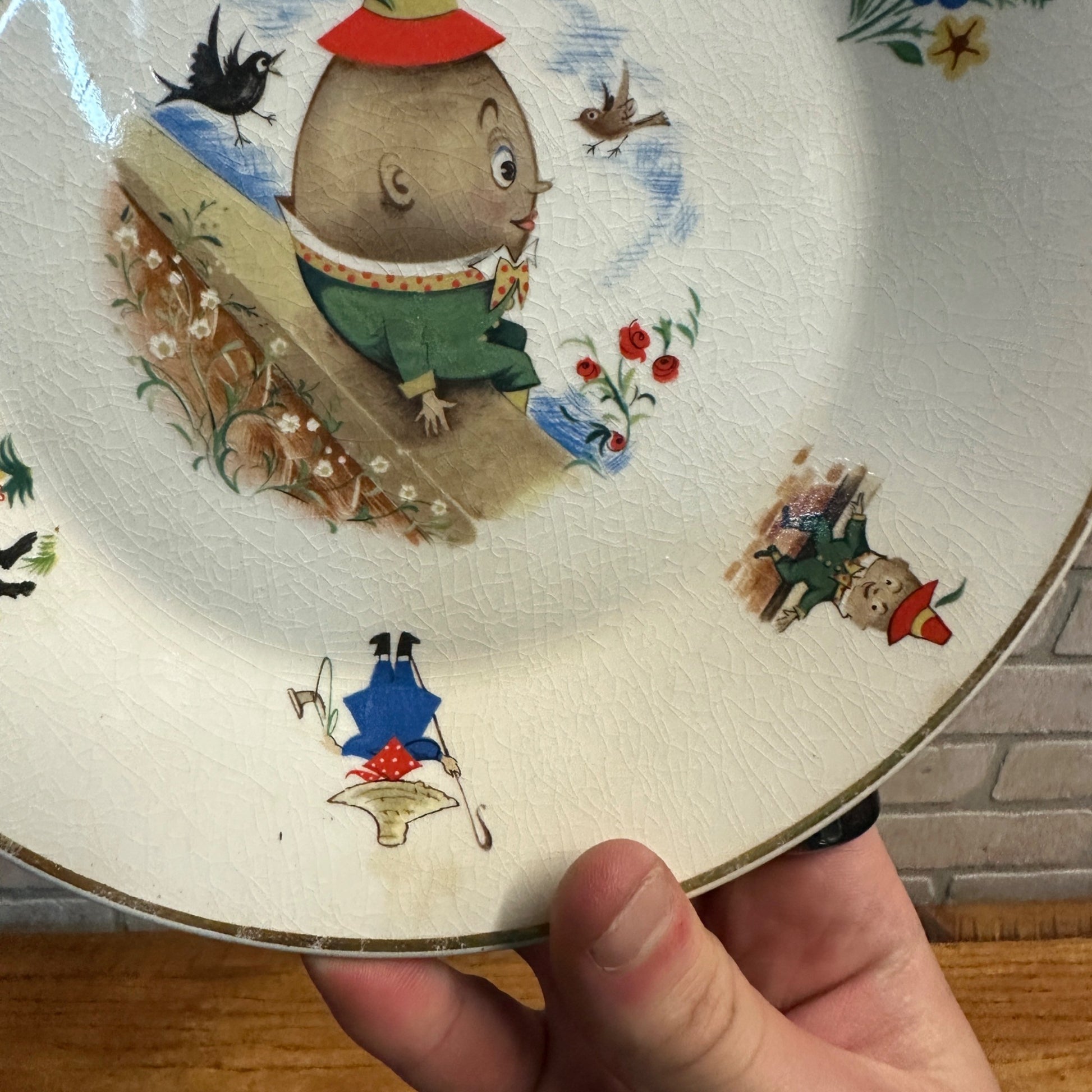 Vtg Kids Arklow Humpty Dumpty Nursery Rhyme Child’s Plate Made In Ireland 7.75”