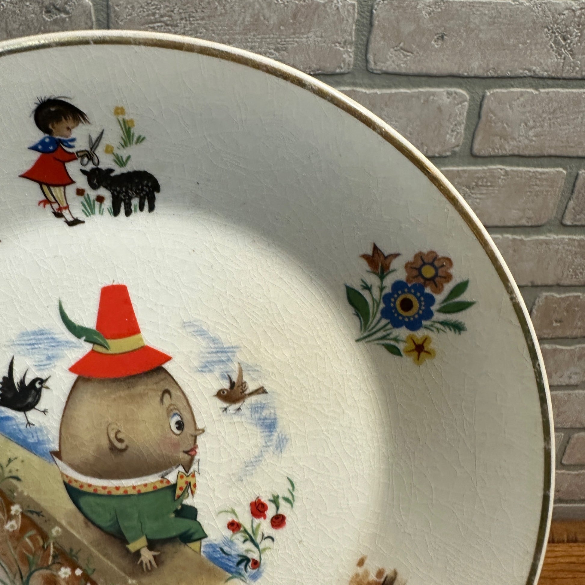 Vtg Kids Arklow Humpty Dumpty Nursery Rhyme Child’s Plate Made In Ireland 7.75”