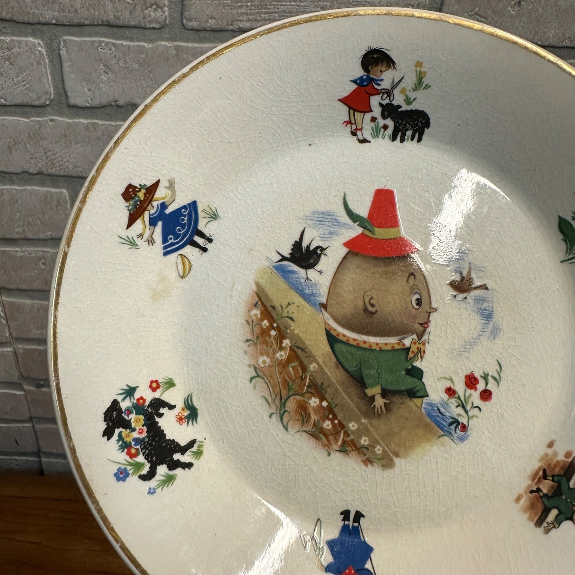 Vtg Kids Arklow Humpty Dumpty Nursery Rhyme Child’s Plate Made In Ireland 7.75”