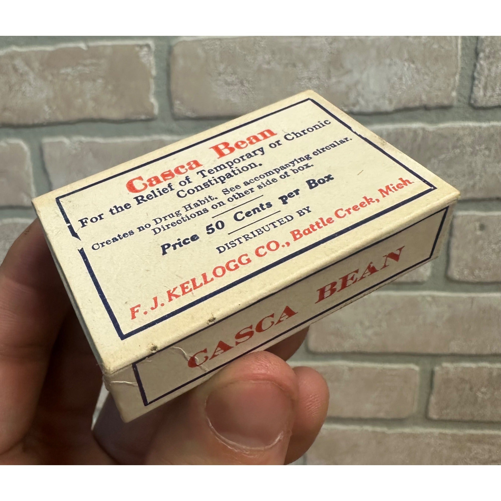 RARE 1920s Antique Quack Medicine Cure , Casca Bean Kellogg Co. Battle Creek MI