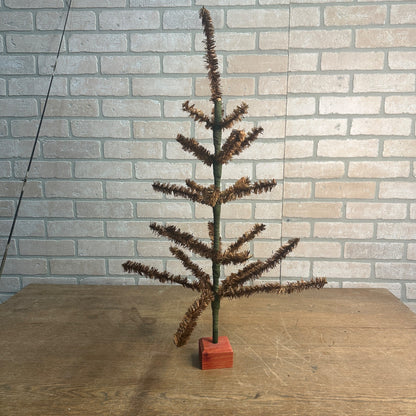 Vintage 29"  Red Brown Gold Visca Feather Tree Christmas 2ft